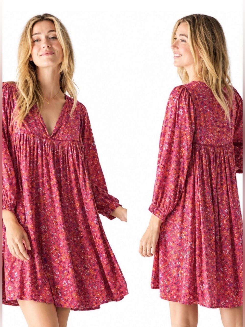 NATURAL LIFE Baby Doll
Bohemian Rose Mini Dress Sz small
Flowy Peasant Prairie